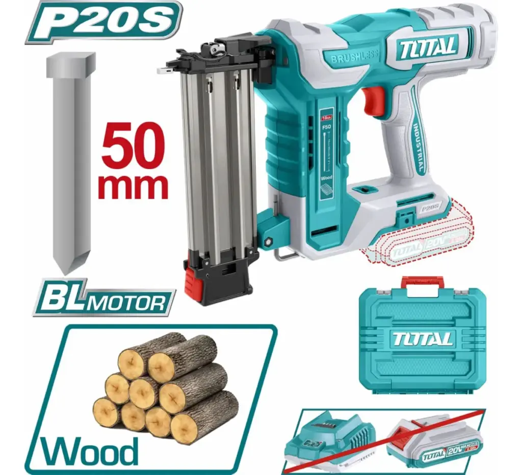 CLAVADORA DE PARED LI-ION 20V F15-F50 CAP:105PCS +1000 CLAVOS 1X2.0AH BRUSHLES  TOTAL- TCBNLI5005