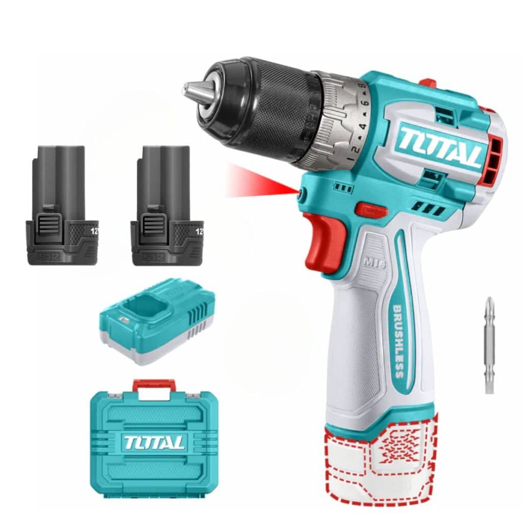 TALADRO COMPACTO 16V 60NM 13MM 22+1 2X2.0AH + MALETIN INDUSTRIA TOTAL- TDLI16682