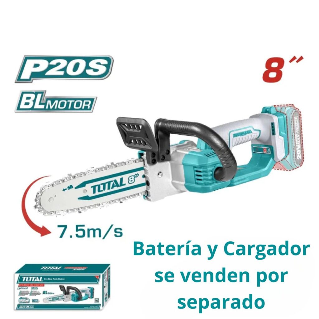 MINI SIERRA DE CADENA 8″ LI-ION 20V  20CM 7.5M/S + ACC TOTAL- TGSLI2085