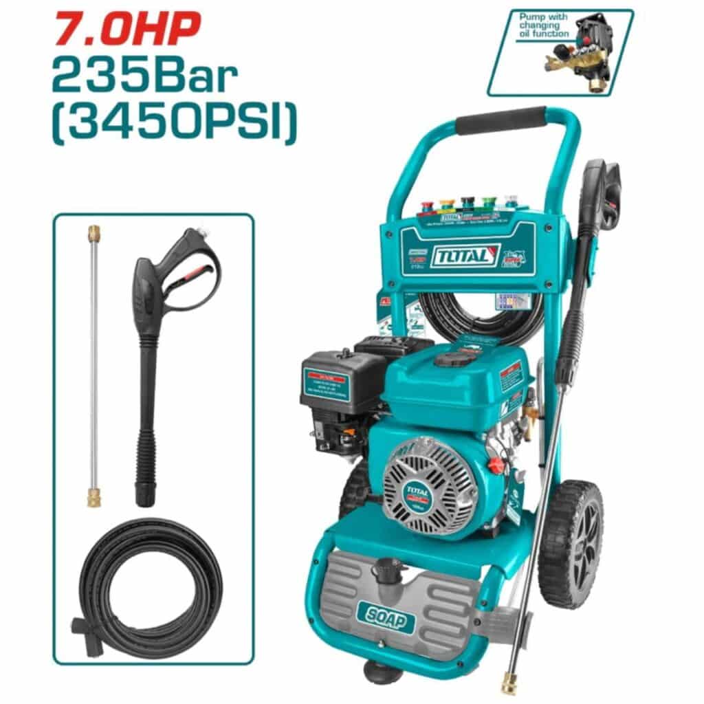 HIDROLAVADORA A PRESION GASOLINERA 7HP 3450PSI 9.5L/MIN OHV 4 TIEMPOS TOTAL – TGT250206