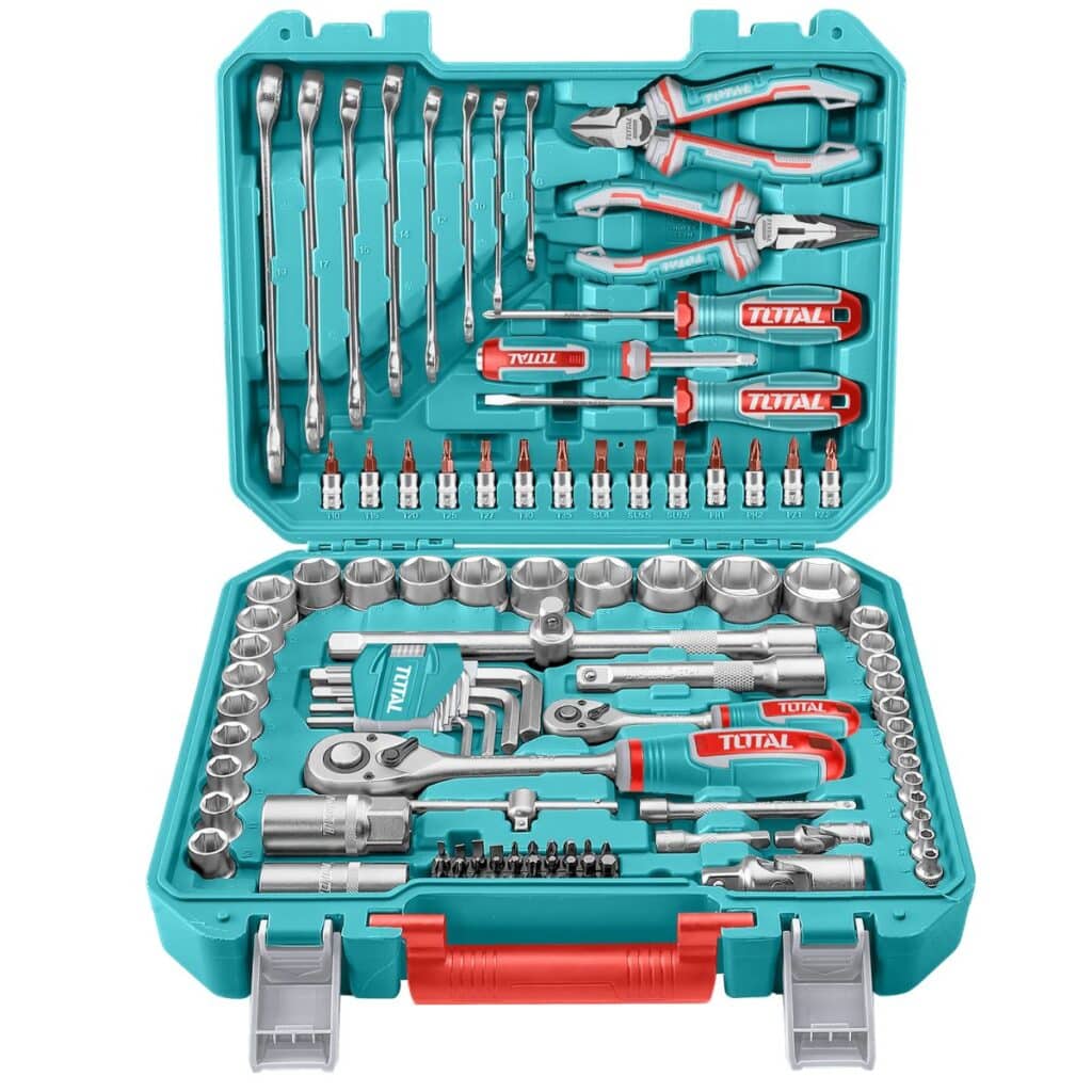 SET DE HERRAMIENTAS Y RACHET 100PZS MALETIN INDUSTRIAL – THKTHP21006