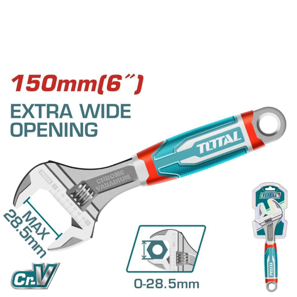 LLAVE AJUSTABLE 150MM 6» 0-28.5MM CRV INDUSTRIAL – THT101066