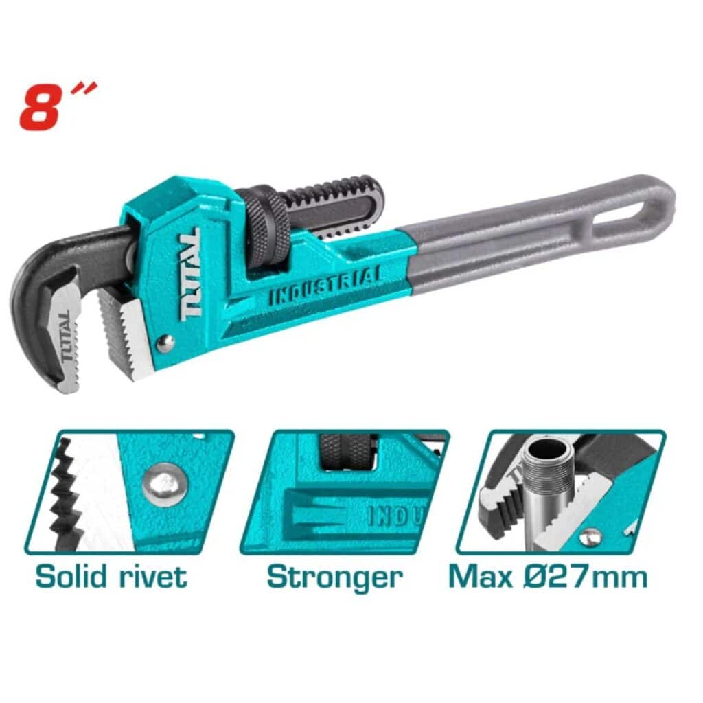 LLAVE STILLSON 08″ 200MM MAX 27MM ACERO AL CARBON INDUSTRIAL TOTAL- THT170806