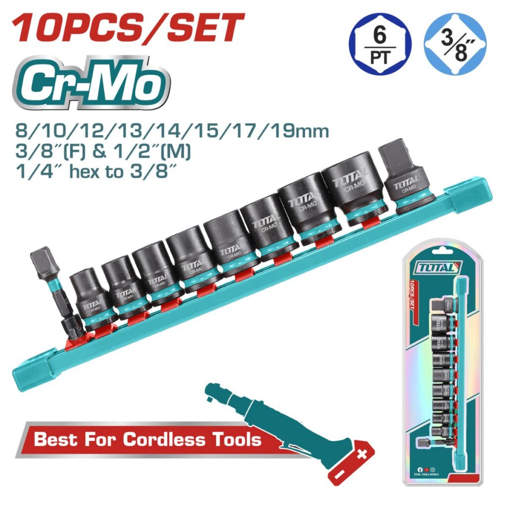 SET DE DADOS DE IMPACTO 10PCS CR-MO 6/PT 3/8PULG BLISTER INDUSTRIAL – THTISD38104