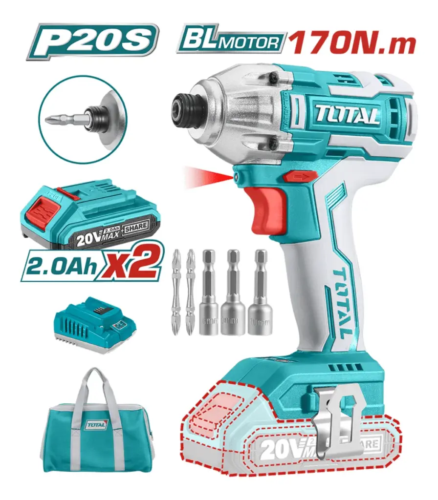 ATORNILLADOR DE IMPACTO 170NM LI-ION 20V 1/4″  INDUSTRIAL – TIRLI2002
