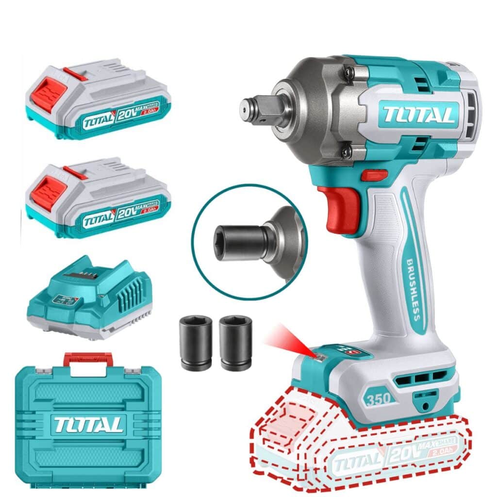 LLAVE DE IMPACTO 350NM 1/2″ BRUSHLESS 20V 2900BPM 2X2.0AH MALETA TOTAL- TIWLI2035