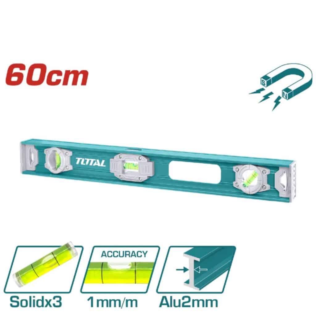 NIVEL DE BURBUJA 60CM B:3 ALUMINIO 2MM PRES:1MM MAGNETICO – TMT26026