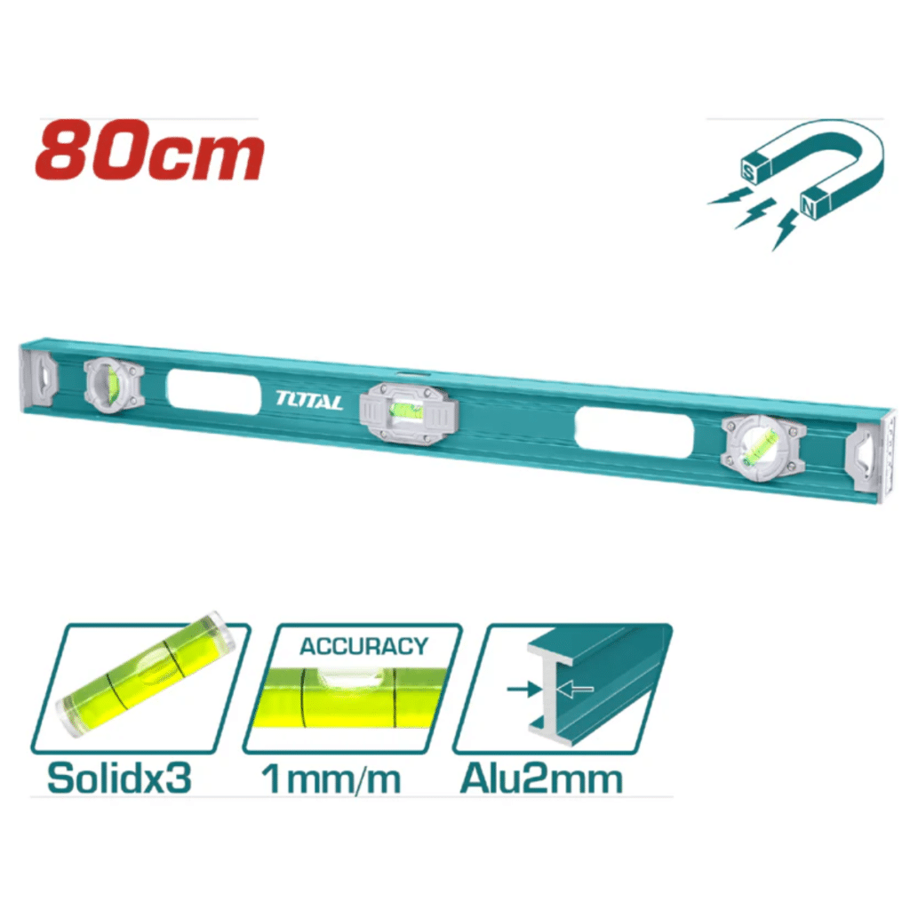 NIVEL DE BURBUJA 80CM B:3 ALUMINIO 2MM PRES:1MM MAGNETICO – TMT28026