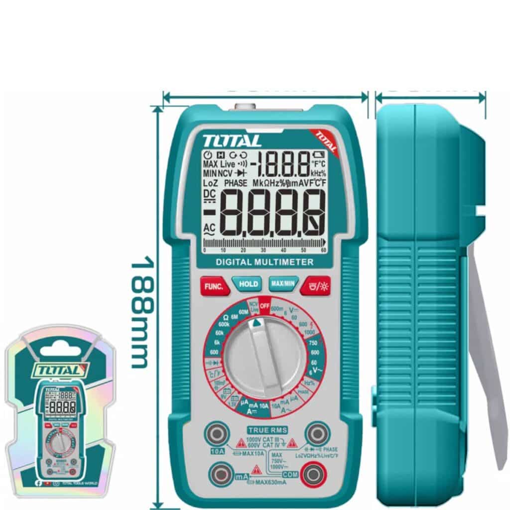 MULTIMETRO DIGITAL 6000 CONTEOS RANGO MANUAL 1000V INDUSTRIAL TOTAL- TMT5310002