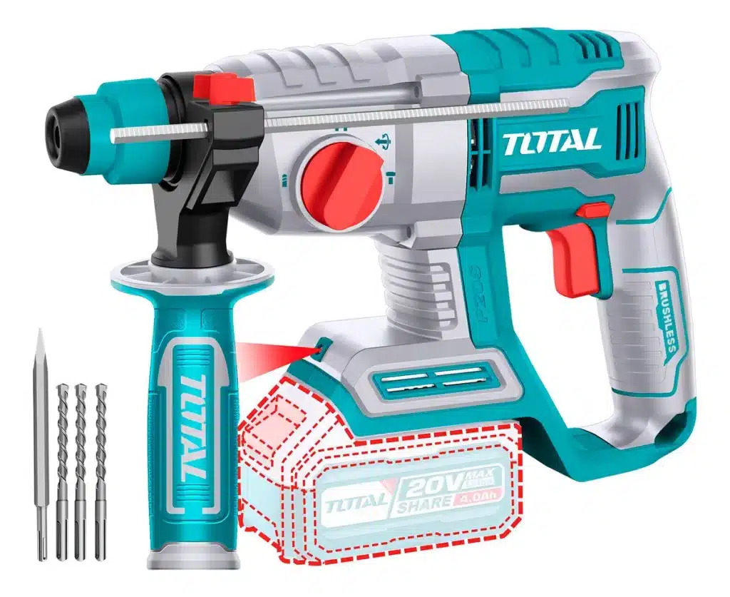 ROTOMARTILLO SDS+ 22MM  20V 2.0J 0-5400BPM BRUSHLESS 4FUNC INDUSTRIAL NO INCLUYE BATERIA Y CARGADOR TOTAL – TRHLI20208