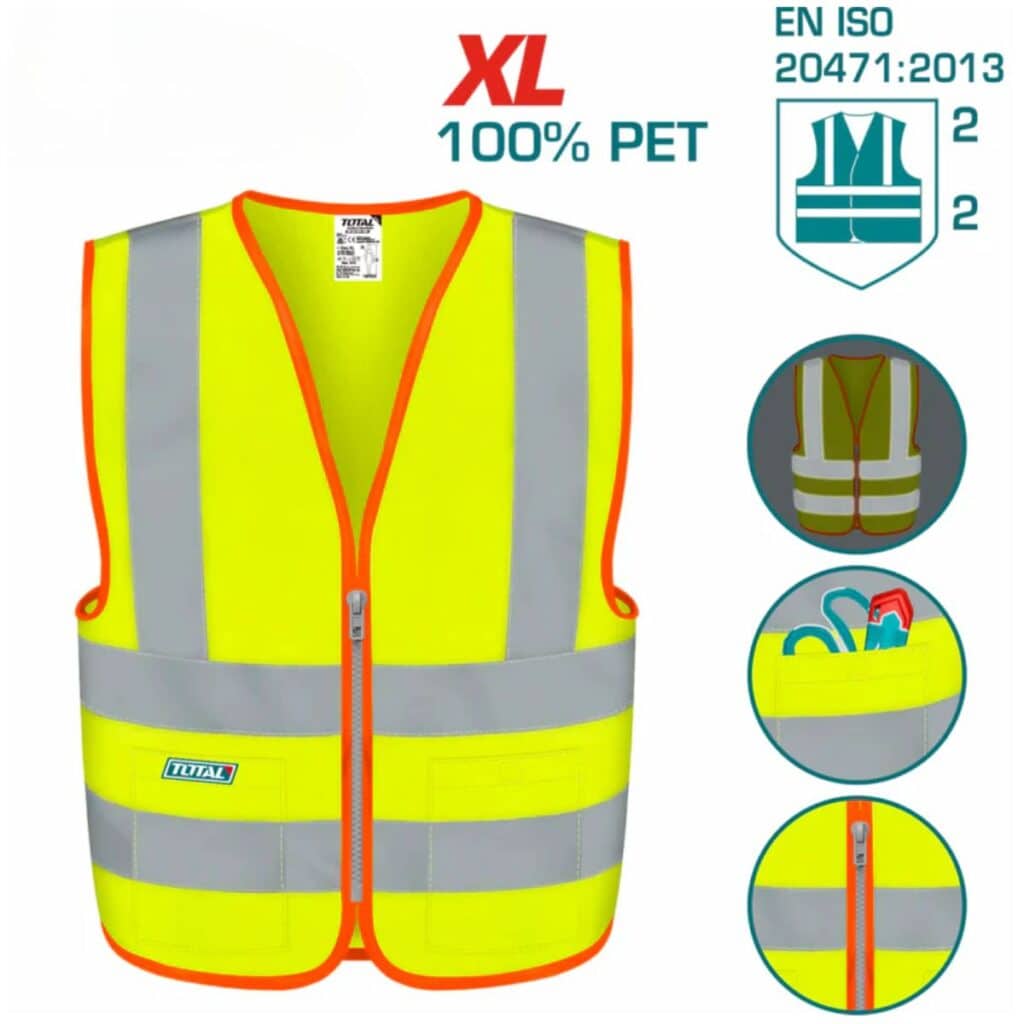 CHALECO REFLECTIVO 100% PET EN471 CLASE 2 XL AMARILLO – TSP63XL