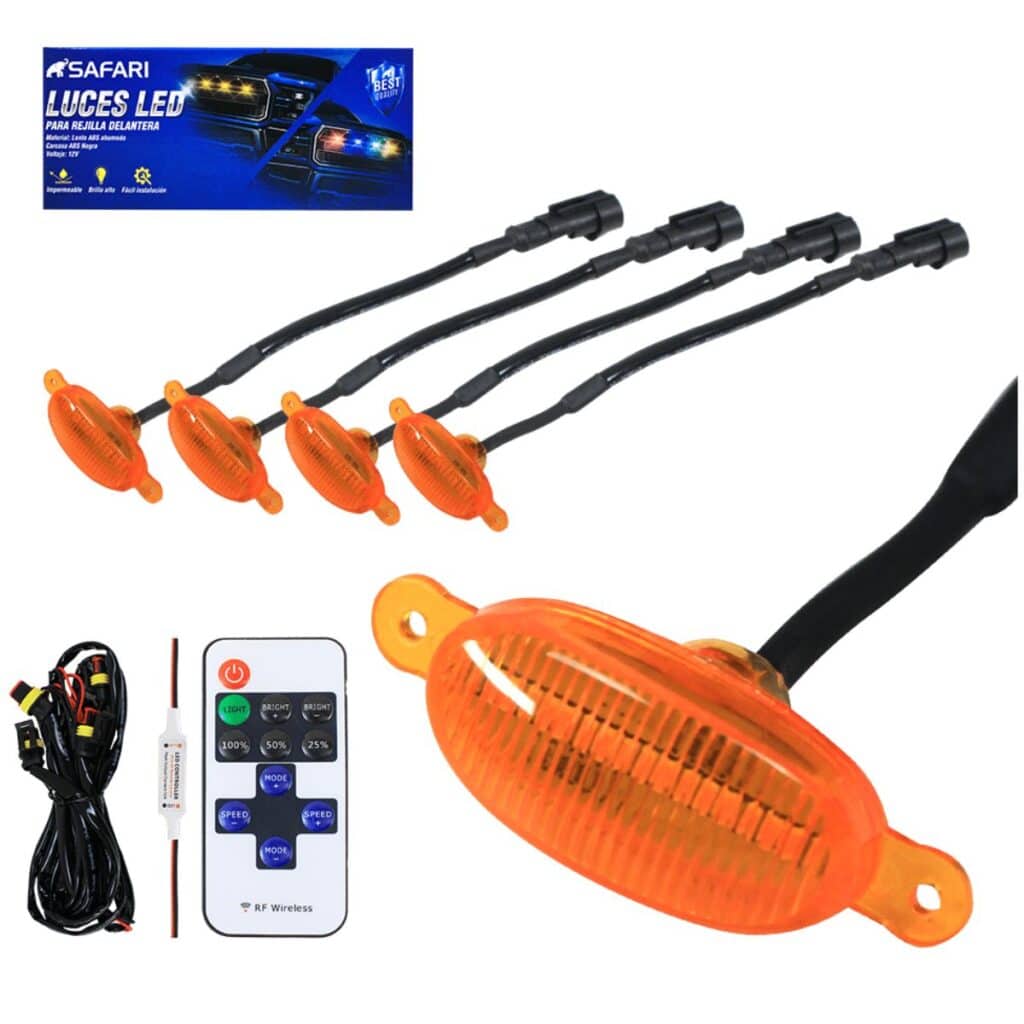 LUCES LED P/REJILLA FRONTAL CARCASA AMBAR 12V 4PCS AMBAR  – C36205-4 AM