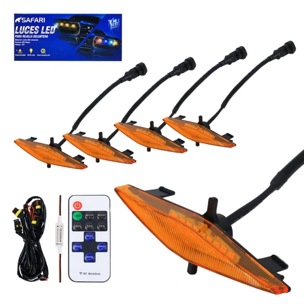 LUCES LED PARA REJILLA FRONTAL CARCASA AMBAR 12V 4PCS AMBAR  – C36208-4 AM