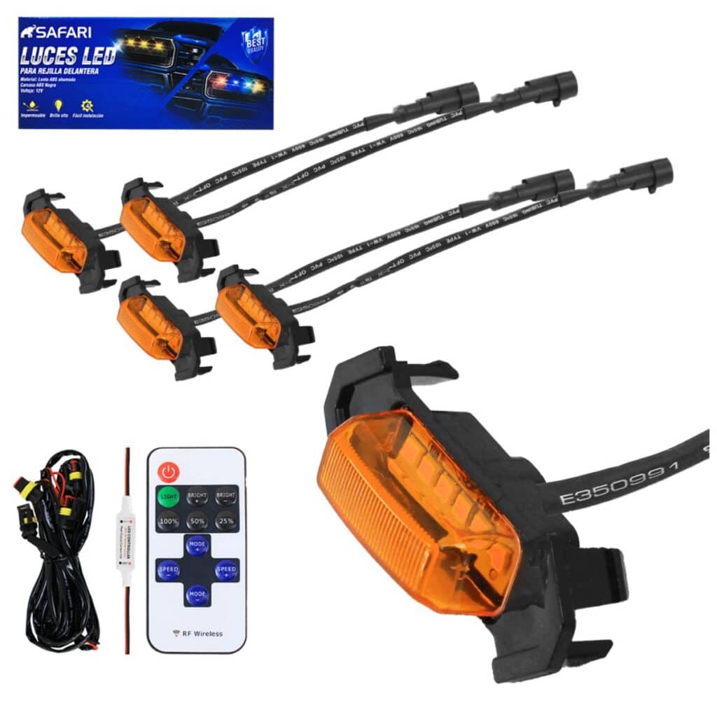 LUCES LED PARA REJILLA FRONTAL CARCASA AMBAR 12V 4PCS AMBAR – C36209-4 AM