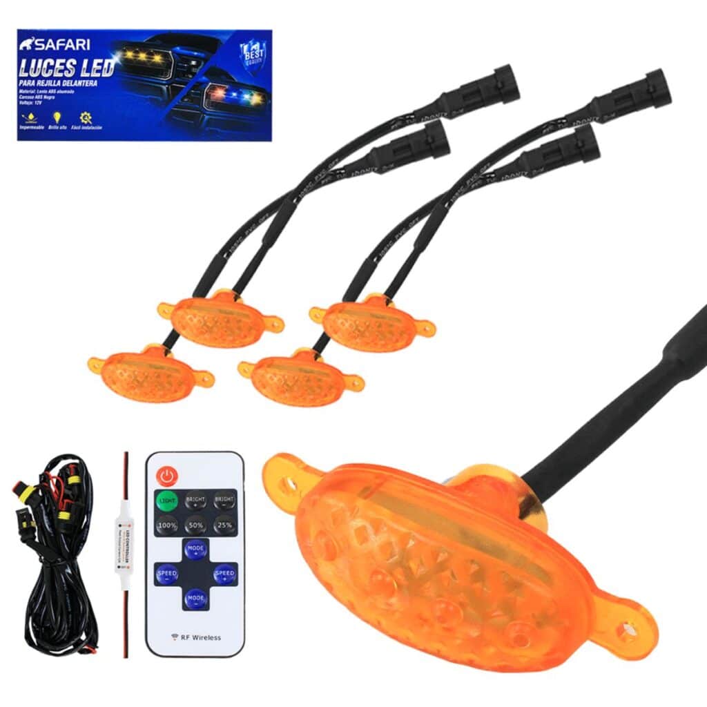 LUCES LED PARA REJILLA FRONTAL CARCASA AMBAR 12V 4PCS AMBAR – C36210-4 AM