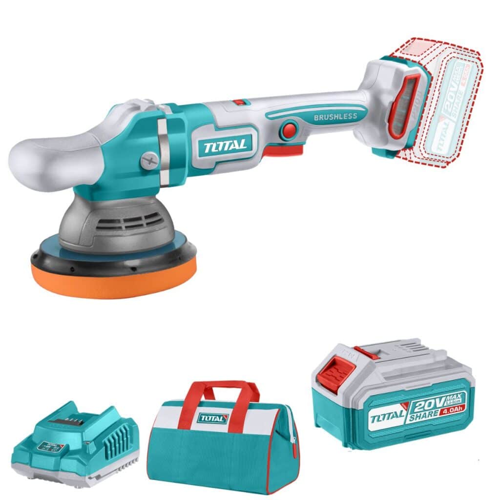 PULIDORA ANGULAR 20V 150MM (6″) 2000-45000RPM BRUSHLESS 1X4.0AH MALETA TOTAL- TAPLI20151