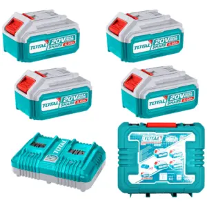 KIT DE BATERIAS + CARGADOR 4X4.0AH P20S + MALETIN INDUSTRIAL TOTAL- TFBCLI20244
