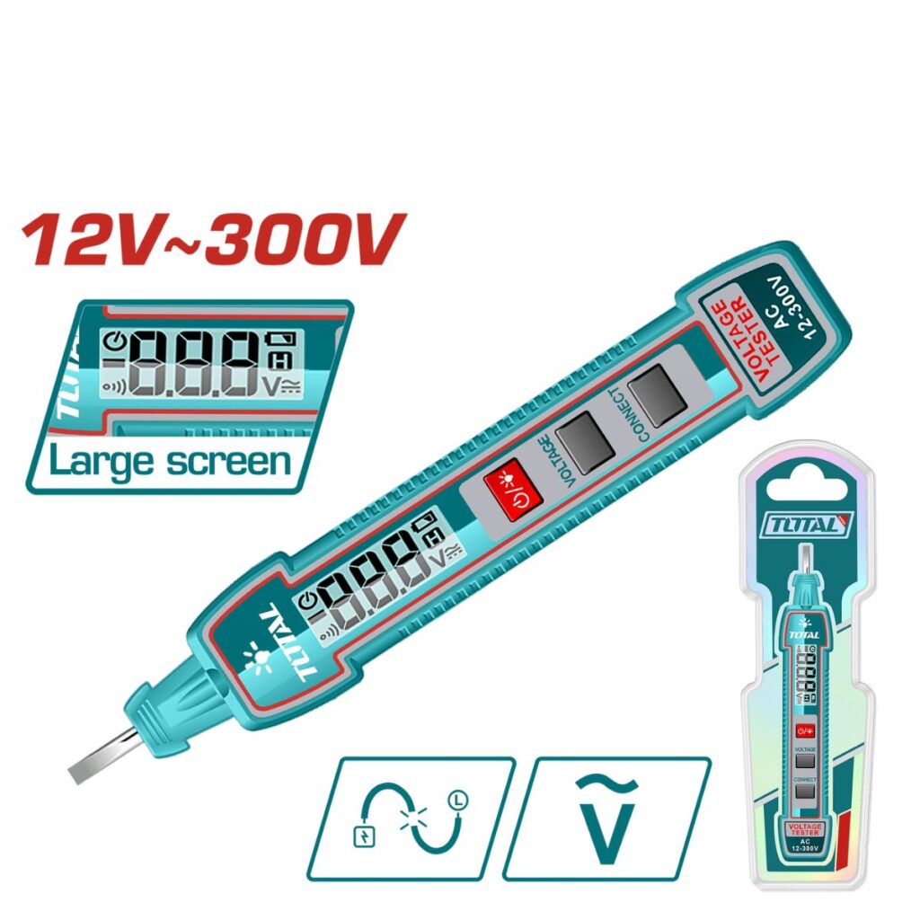 PROBADOR DE VOLTAJE AC 12-300V LCD DIGITAL (BAT:AAA) INDUSTRIAL TOTAL- THTS33001