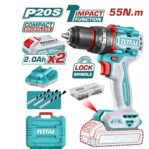 TALADRO PERCUTOR 55NM COMPACTO BRUSHLESS LI-ION 20V 13MM  INDUSTRIAL - TIDLI20558