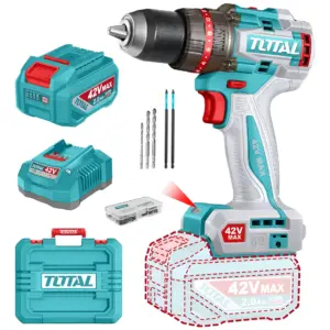 TALADRO PERCUTOR 42V 69NM 13MM 1X2.0AH BRUSHLESS +ACC MALETIN INDUST - TIDLI426981