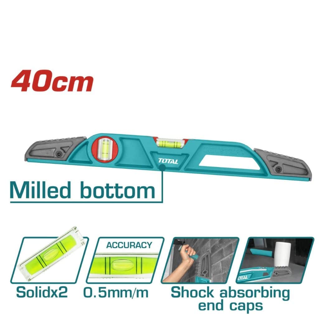 NIVEL DE BURBUJA HD 40CM B:2 ALUMINIO PRES:0.5MM ANTI-IMPACTO INDUSTRIAL – TMT221406
