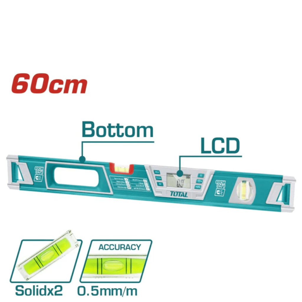 NIVEL DE BURBUJA 60CM B:2 + PANTALLA LCD ALUMINIO 1.5MM PRES:0.5MM MAGNETICO