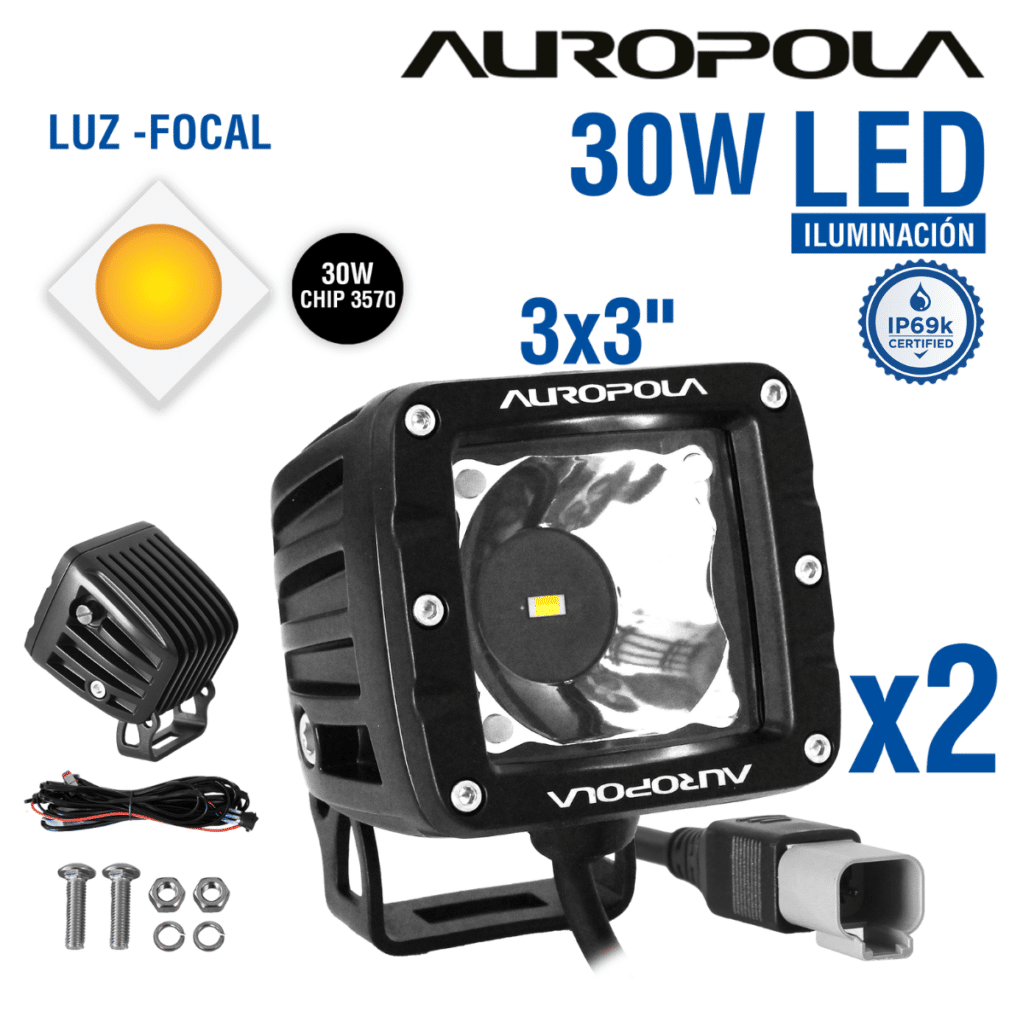 LUZ DE TRABAJO FOCAL 3X3 PULG 30W CHIP 3570 – 2-P23H1