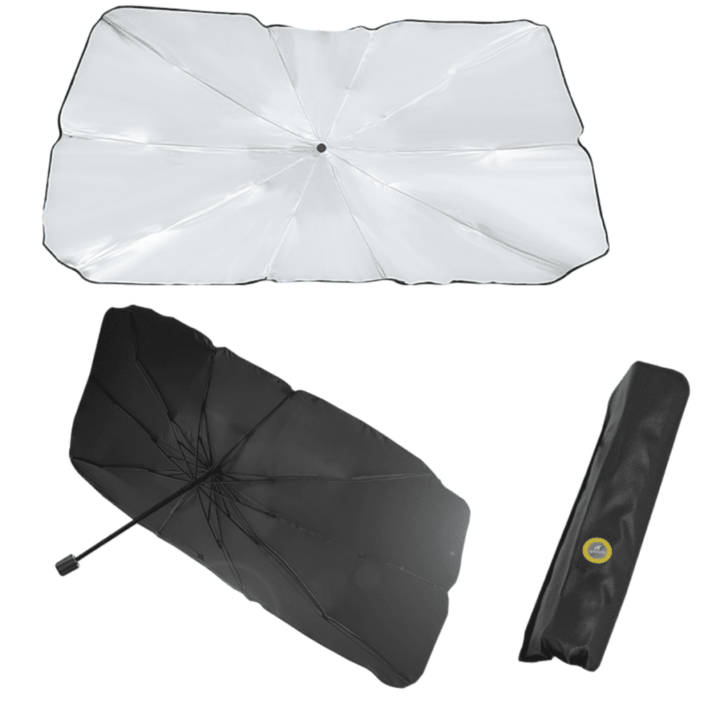 TAPASOL EXPANDIBLE CON MANGO TITANIO/HIERRO+TELA 125X65CM P/AUTO – G54031-S