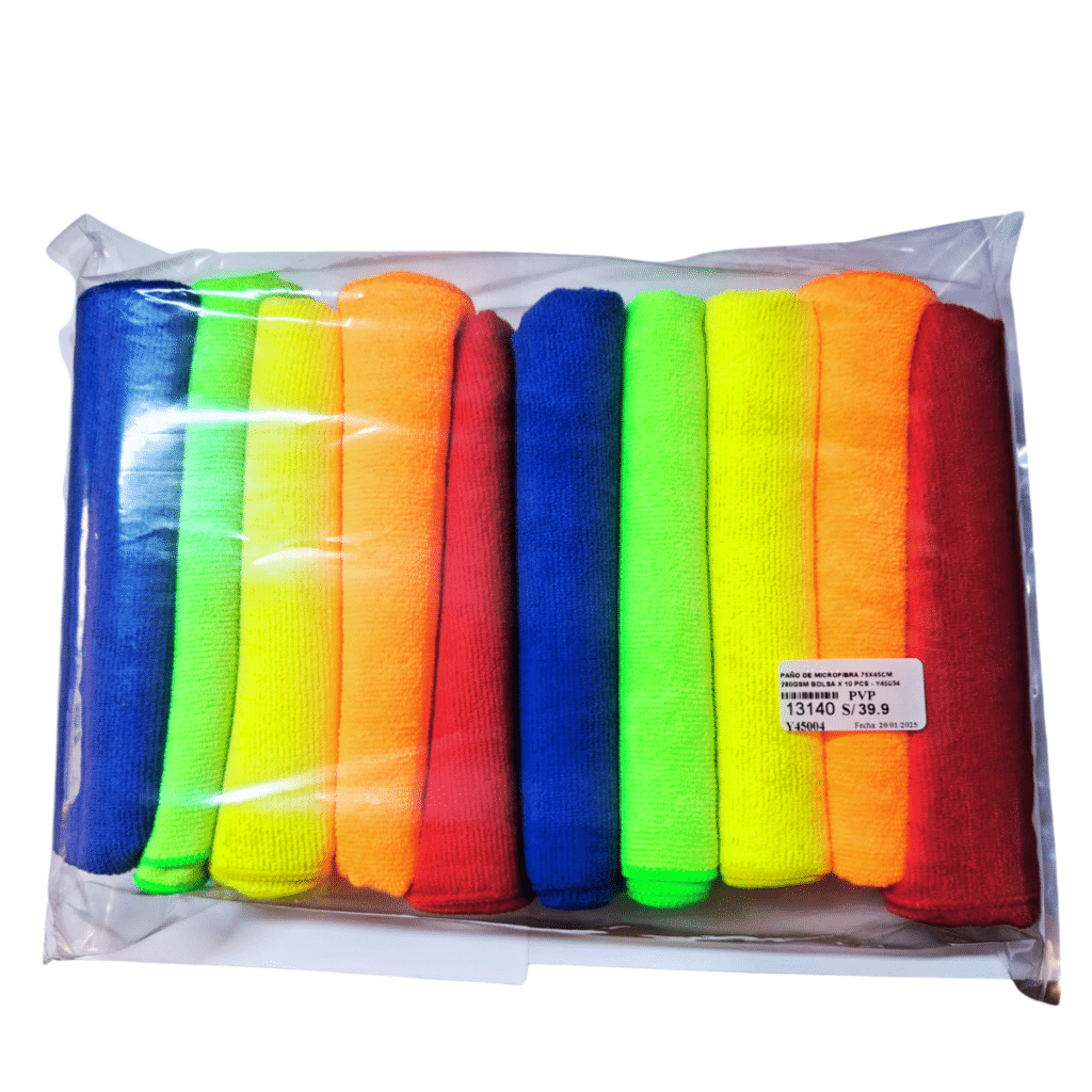 PAÑO MICROFIBRA 75X45CM 280GSM PACK X 10 UND.  COLORES Y45004