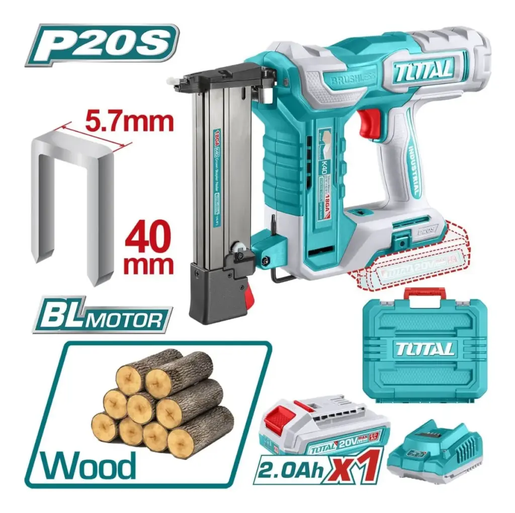 CLAVADORA 20V K10-K40 3G/S +100GRAPAS 1X2.0AH BRUSHLESS + MAL – TCSNLI6008