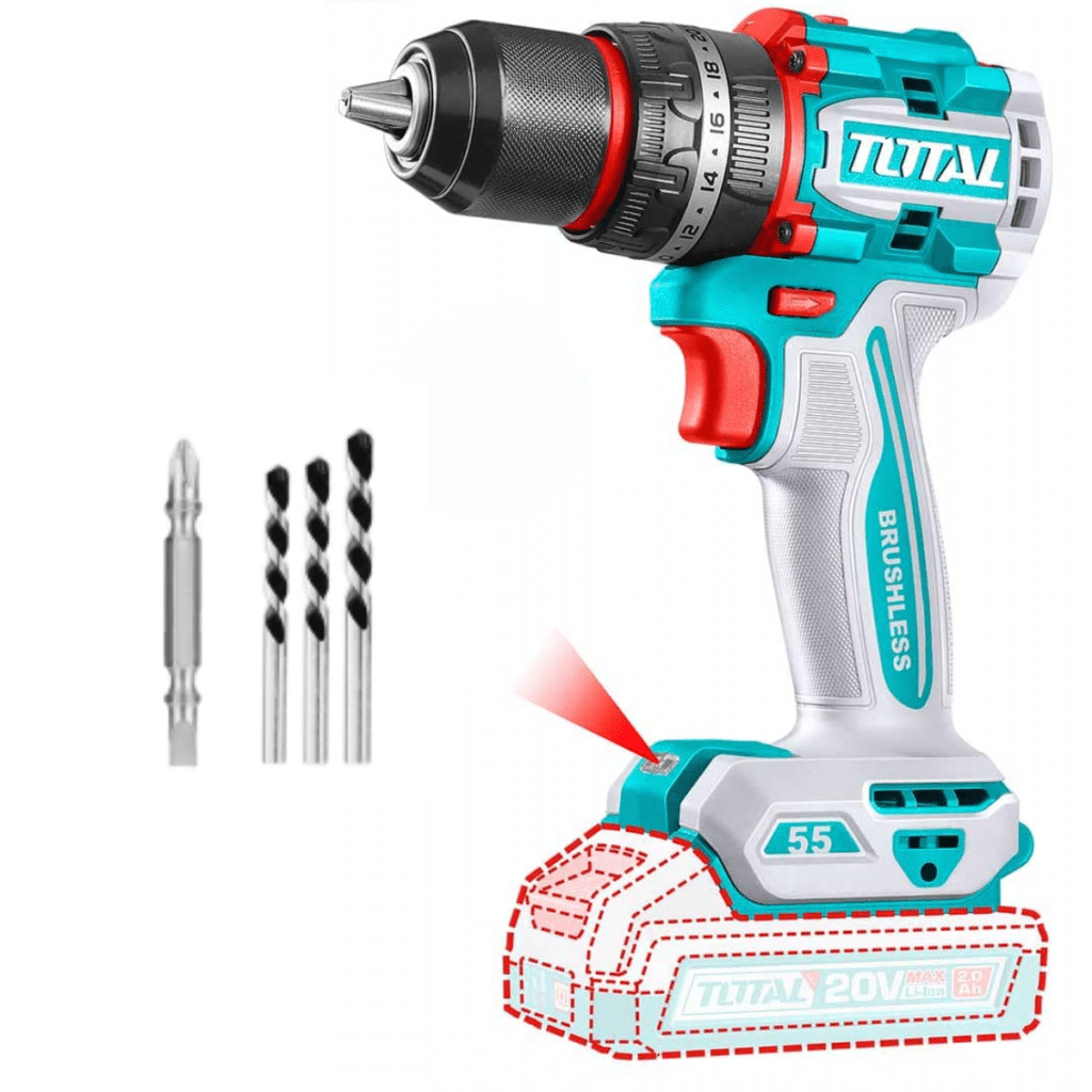 TALADRO PERCUTOR COMPACTO 55NM LI-ION 20V 13MM BRUSHLESS INDUSTRIAL  TOTAL- TIDLI205581