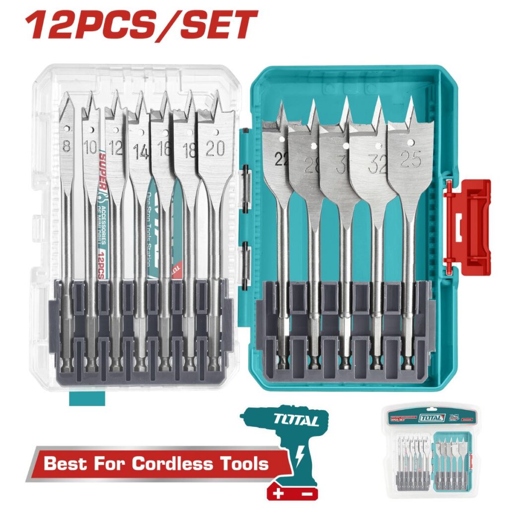 BROCA PLANAS  MADERA 1/4″ HEX 152MM SET 12PCS INDUSTRIAL  TOTAL- TACSDL1206