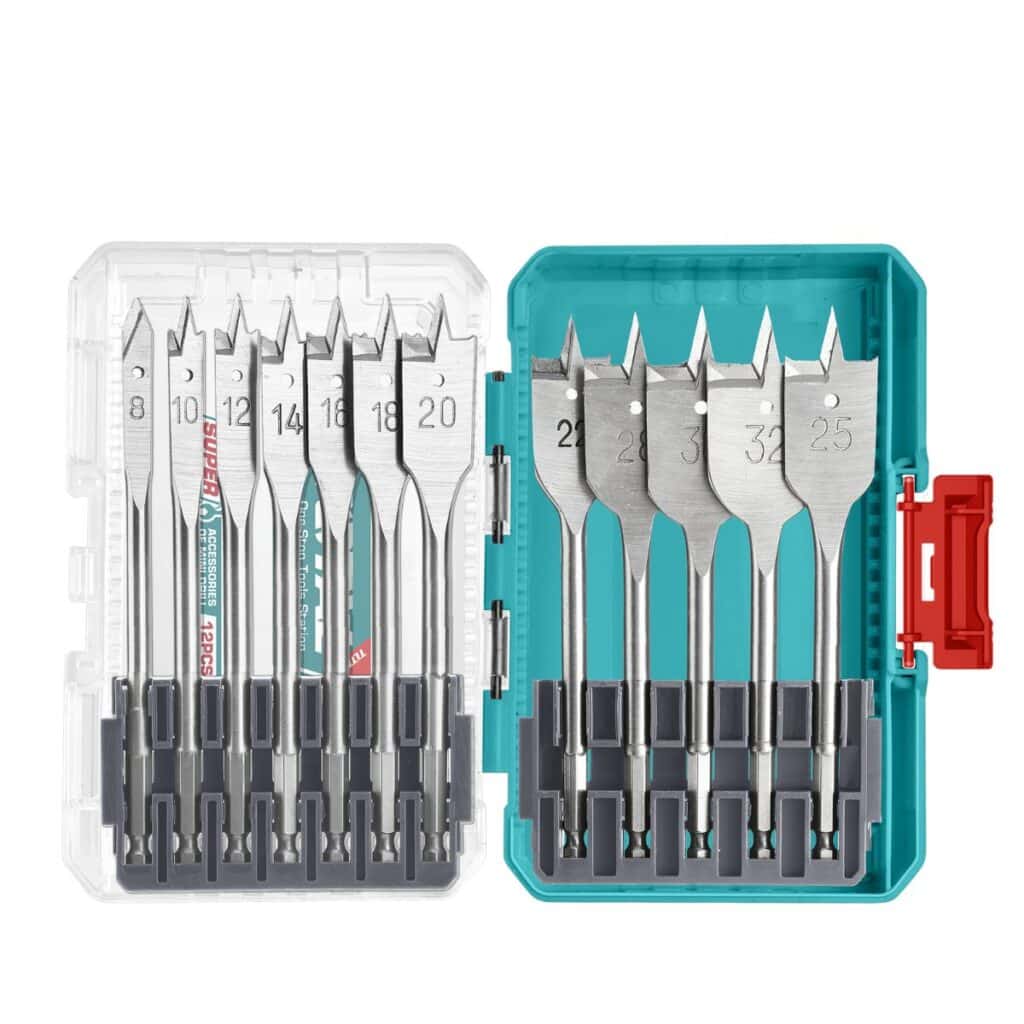 BROCA PLANAS  MADERA 1/4″ HEX 152MM SET 12PCS INDUSTRIAL  TOTAL- TACSDL1206