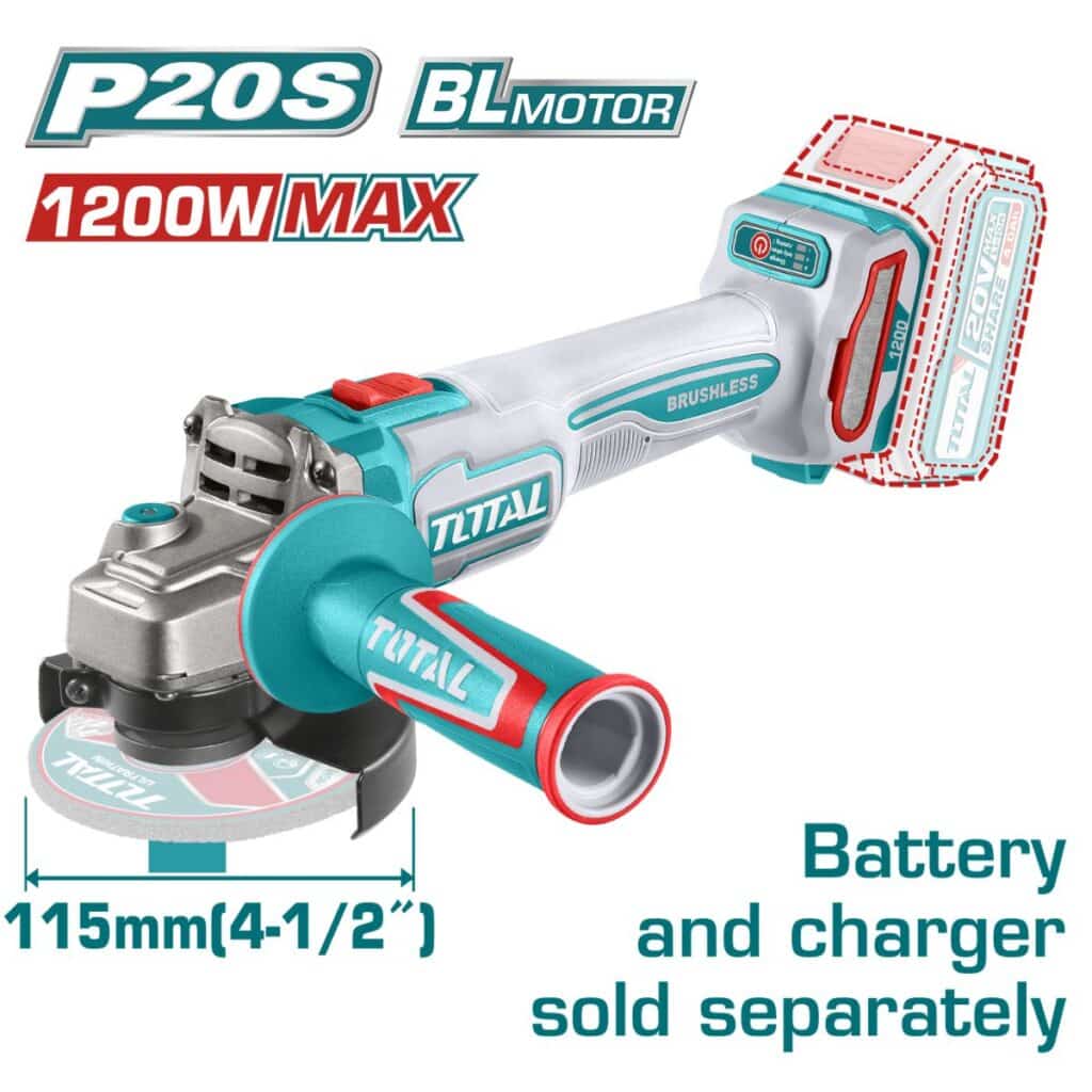 AMOLADORA 4.5” 1200W.MAX 20V BRUSHLESS 3000-9000RPM 115MM M14INDUSTRIAL – TAGLI221153