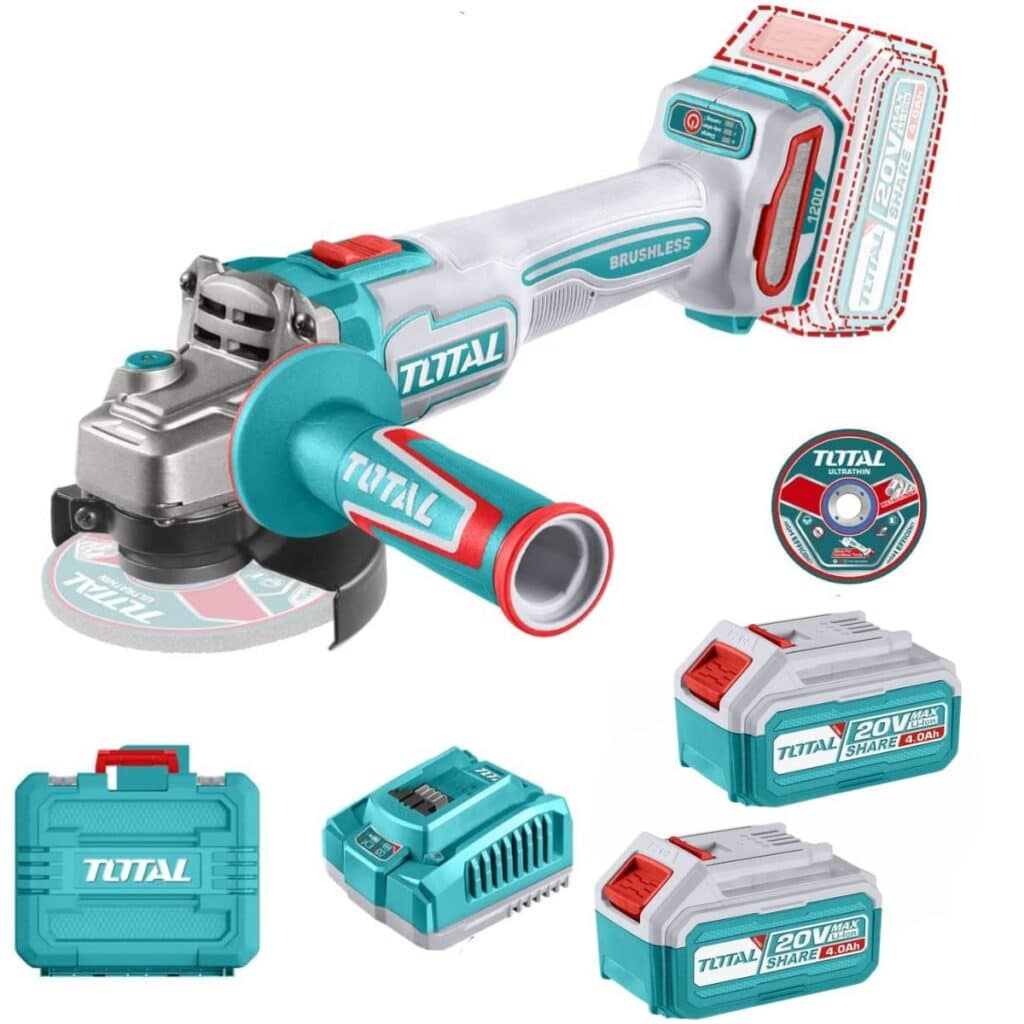 AMOLADORA 4.5″ 1200W.MAX 20V BRUSHLESS 3000-9000RPM 115MM M14  2X5.0AH IN – TAGLI2211532