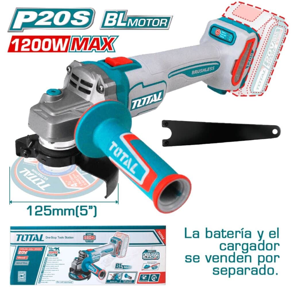 AMOLADORA 5″ 1200W.MAX 20V BRUSHLESS 3000-9000RPM 125MM M14INDUSTRIAL – TAGLI221253