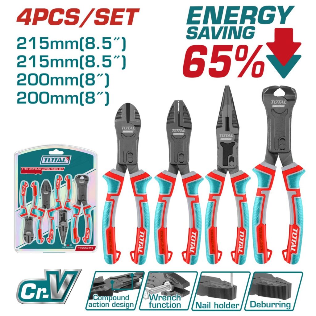 SET DE ALICANTES 4PCS CR.V MEJORA 60% BLISTER INDUSTRIAL  TOTAL- THT2CK241S