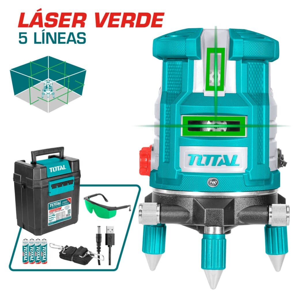 NIVEL LASER 0-30M 5 LINEAS PRECISION 1MM VERDE INDUSTRIAL – TLL305205
