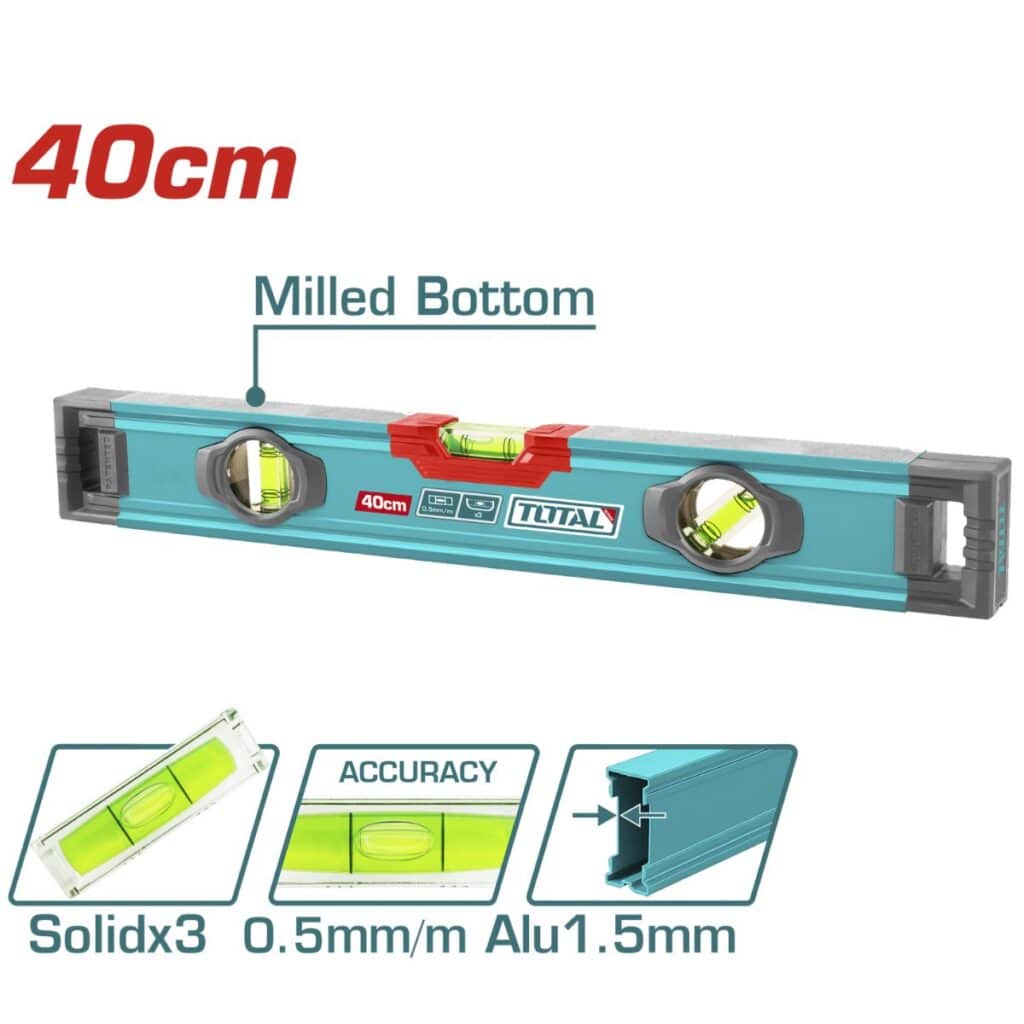NIVEL DE BURBUJA 40CM B:3 ALUMINIO 1.5MM PRES:0.5MM SOCKET-V INDUSTRIAL – TMT24028