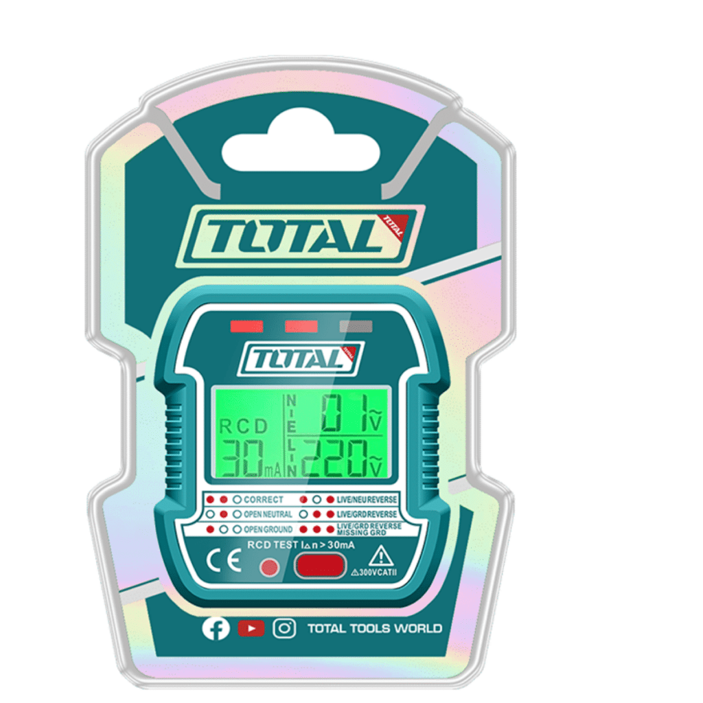 ROBADOR DE ELECTRICIDAD LCD AC 90-250V 45-65HZ RCD 30MA  TOTAL- TESST30011