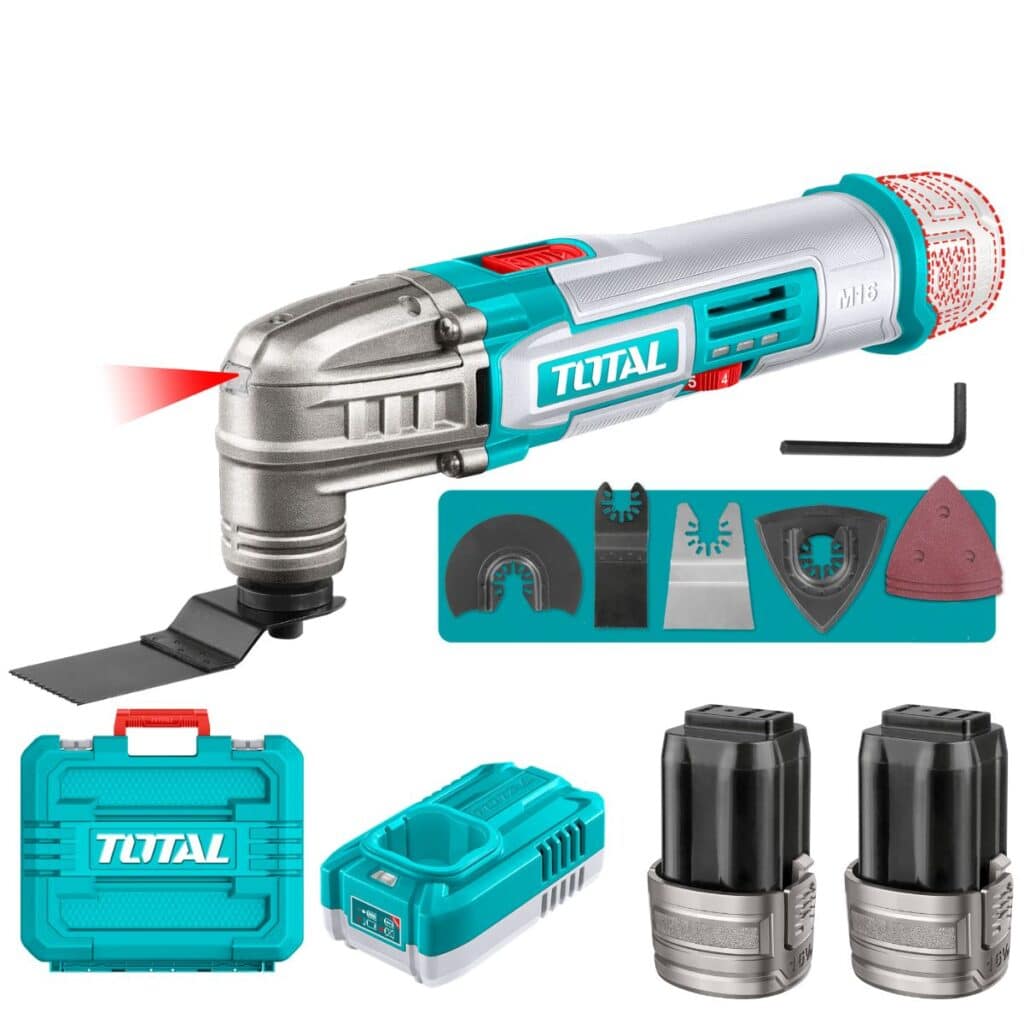 MULTIHERRAMIENTA 16V 20000RPM OSC:3.2 + ACCESORIOS 2X2.0 MALETIN INDU  TOTAL- TMLI16222