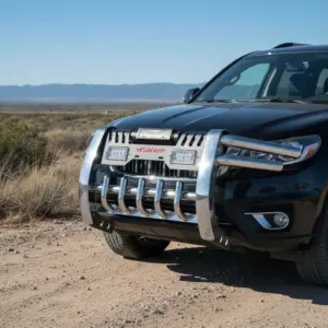 DEFENSA ACERO INOXIDABLE NEGRO CON LUZ PARA VOLSKWAGEN AMAROK - S2-FB01L-S57