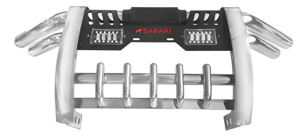 DEFENSA ACERO INOXIDABLE NEGRO CON LUZ PARA TRITON L200 2019 EN ADELANTE – S2-FB01L-S61