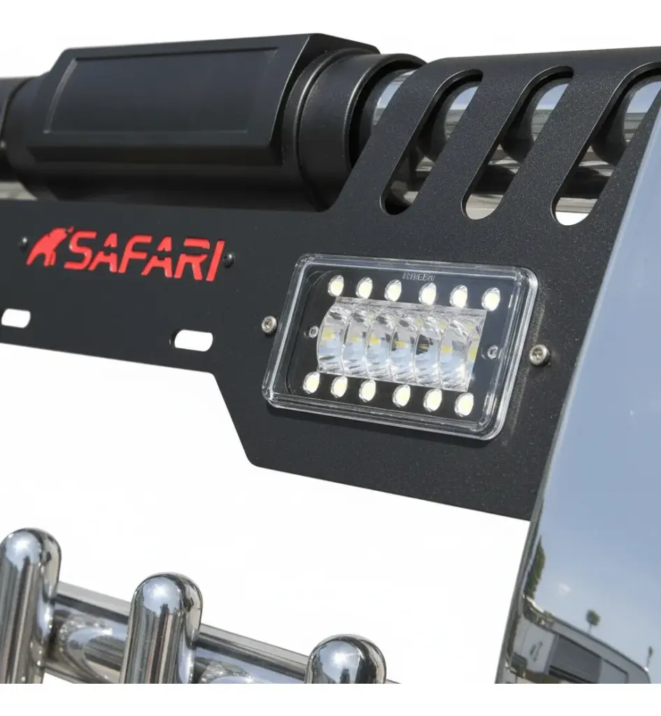 DEFENSA ACERO INOX NEGRO CON LUZ PARA FORD RANGER 4TA GENERACION 2020 EN ADELANTE – S2-FB01L-S75