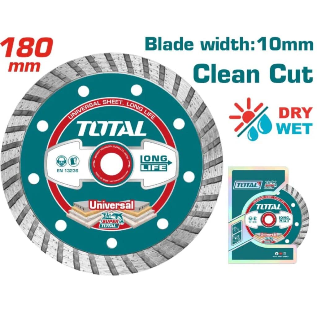 DISCO DIAMANTADO TURBO  7″ 180X22.2MM ANCHO: 10MM HUMEDO/SECO TOTAL- TAC2131803