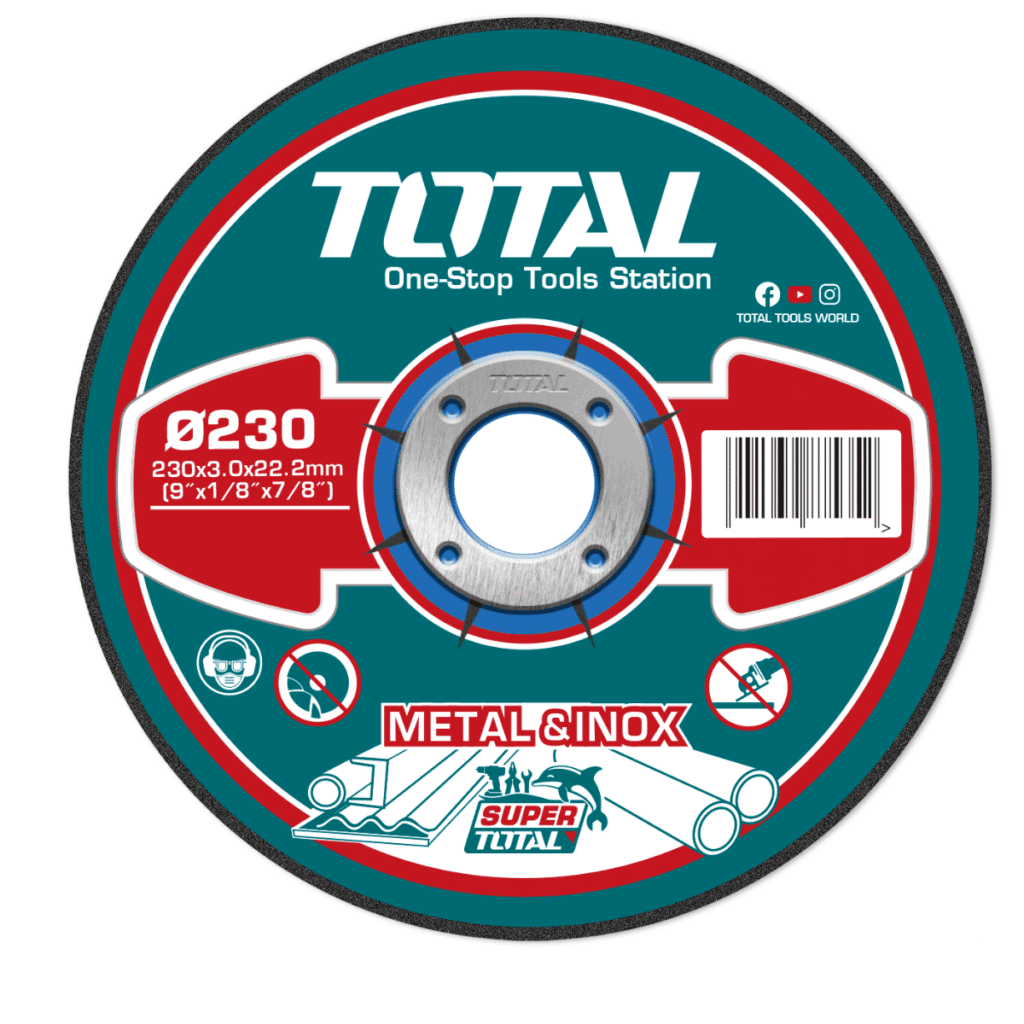 10 DISCOS ABRASIVO CORTE METAL 7″ 230×3.0x22.2MM C:DEPR TOTAL- TAC2212301HA