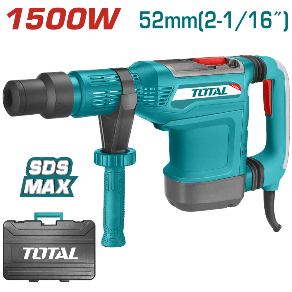 ROTOMARTILLO SDS-MAX 1500W  2-15J 52MM 12KG 150-305RPM MALETIN TOTAL – TH115526
