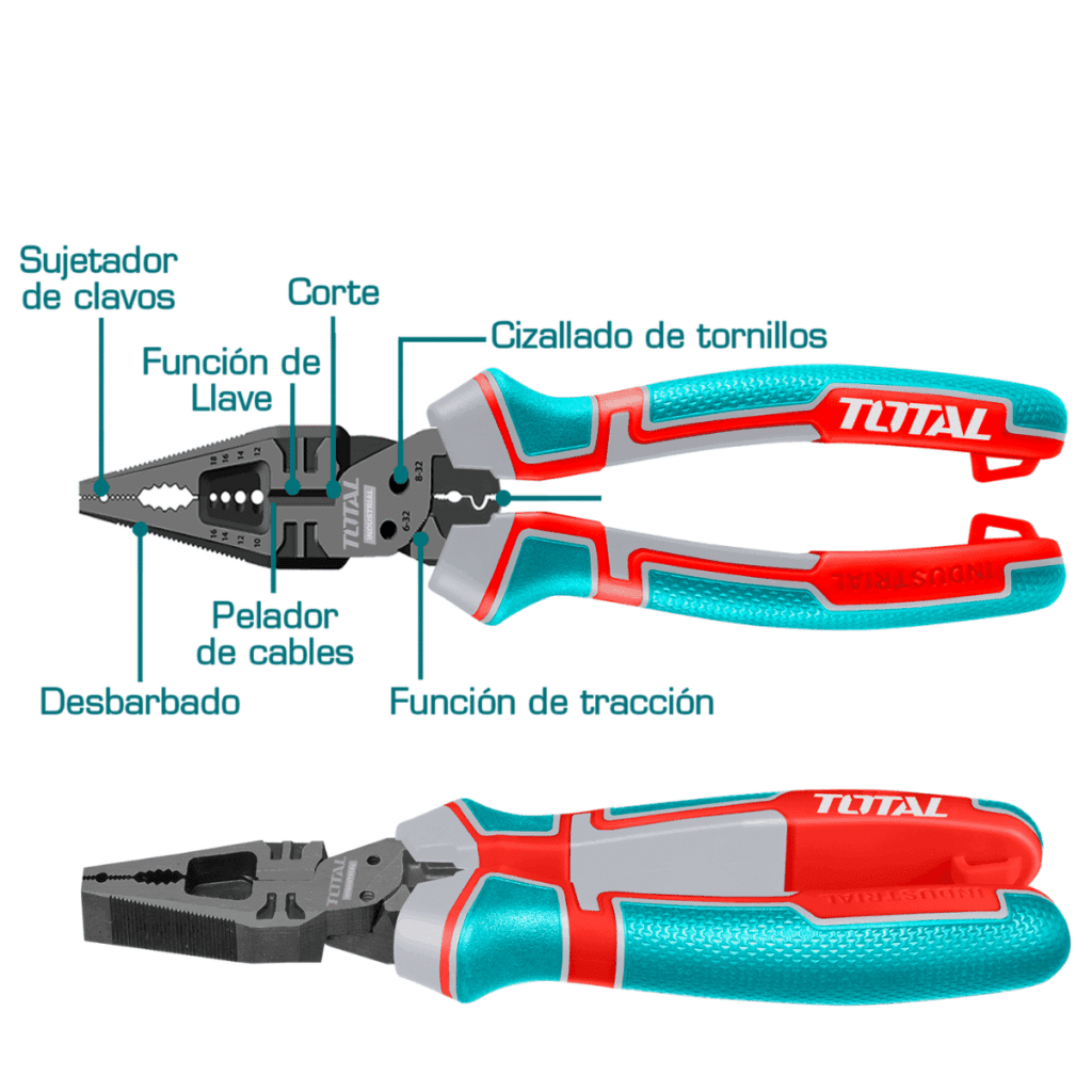 ALICATE DE COMBINACION 8» 200MM (8 EN 1) CR-V+TEFLON INDUSTRIAL TOTAL – THTMF186