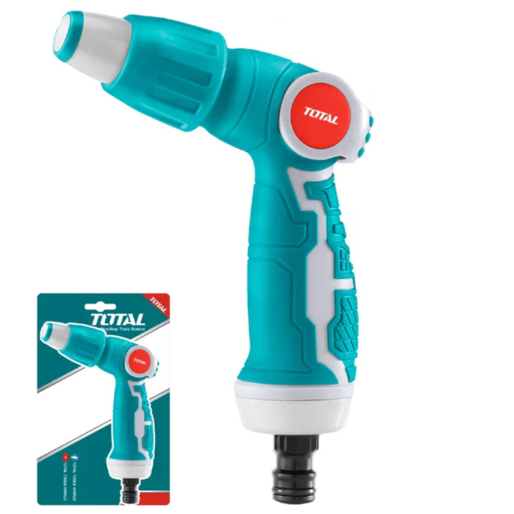 PISTOLA BOQUILLA PARA MANGUERA DE AGUA 3/4″ DE PLÁSTICO AJUSTABLE A 3 VIAS.  TOTAL- THWSG6031