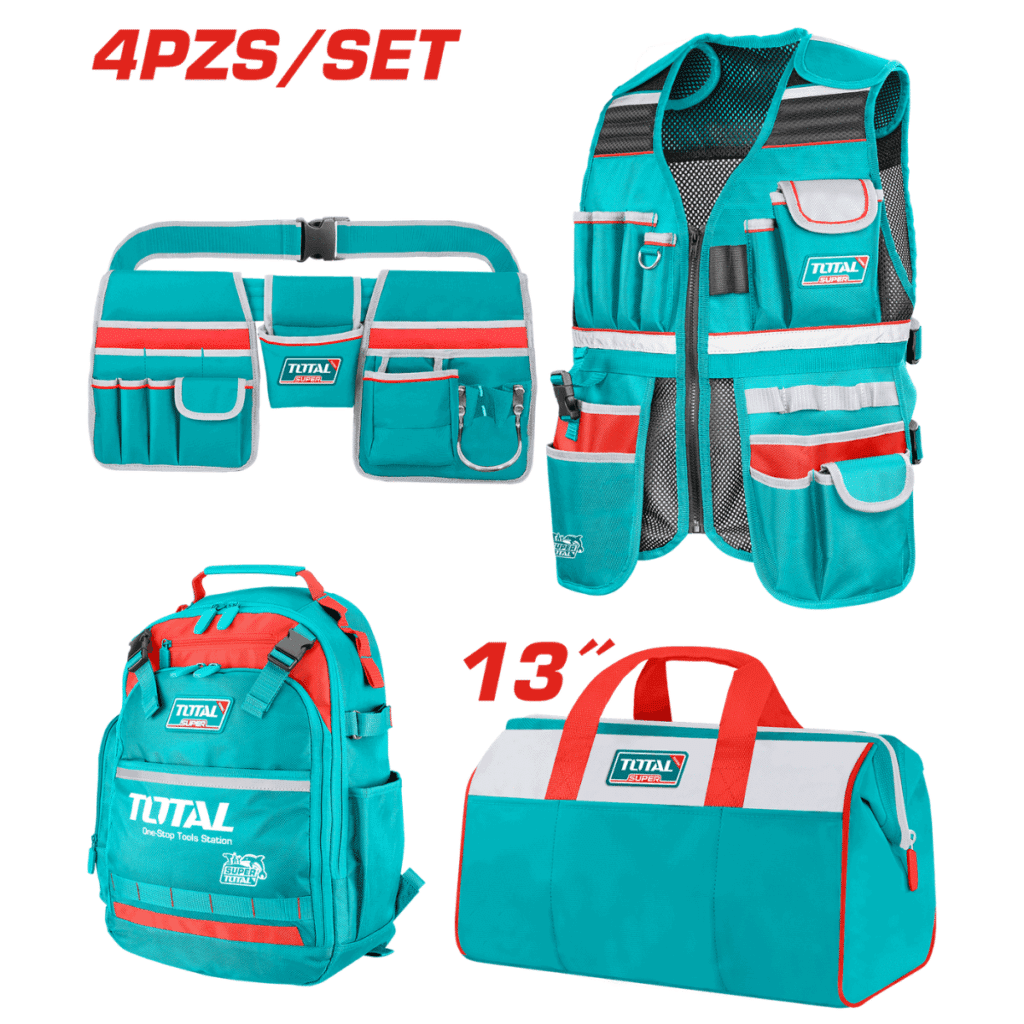 COMBO 4 EN 1 CHALECO + PORTA HERRAMIENTAS + MALETIN Y MOCHILA – TOS230908